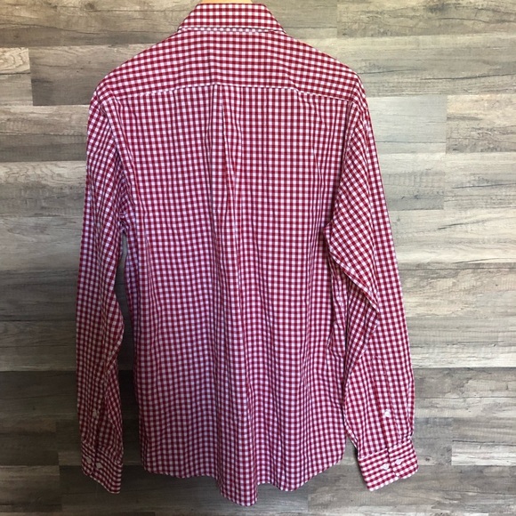 Beverly Hills Polo Club Red and White Checked Casual Button Down Shirt Large - Picture 6 of 7